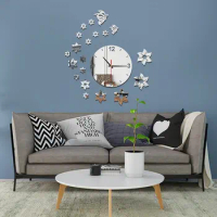 Classic round Butterfly and Flower Clock Wall Clock Mirror Clock Wall Decal Wall Sticker Home Deco