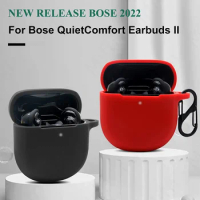 Silicone Case for Bose QuietComfort Earbuds II 2022 Shock Skin Cover Case W/Keychain Carabiner for Bose QuietComfort Earbuds 2