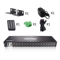Rackmount USB HDMI Switch 16x1 with 4k USB2.0 Devices HDMI KVM Switcher 16 Ports