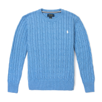Polo Ralph Lauren 年度熱銷經典刺繡小馬麻花針織毛衣(青年款)-藍色