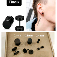 Anting Tindik Pria Korea Titanium Hitam,Anting Pria model Roda Stainless Stell silver,Anting Pria ti