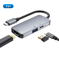 4K UHD 1080P 3-in-1 Type C To VGA HDMI Adapter USB Hub Type C To VGA HDMI Adapter For Dell HDMI High-definition VGA Projector