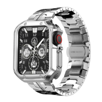 for Apple Watch Band and Case 41mm 45mm 49mm Stainless Steel Metal Chain with TPU Cover iWatch Ultra 8 7 6 5 4 3 2 SE 40MM 44MM
