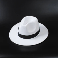 Topi Fedoras Musim Dingin Topi Jazz Klasik Felt Topi Fedora Panama Kasual untuk Pesta Putih chapeau luxe chapeu panama masculino