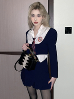 美式復古辣妹學院風套裝JK制服小西裝甜辣早春時尚套裝三件套