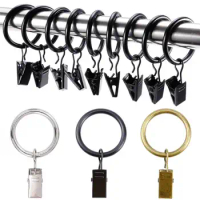 10pcs Metal Curtain Ring Clips with Hook Voile Net Rings Vintage Window Treatment Curtain Rod Drapery Ring for Bedroom Parlor
