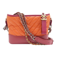 【二手名牌BRAND OFF】CHANEL 香奈兒 橘色 山形紋 皮革 Gabrielle Hobo 流浪包 肩背包 無卡