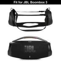 Travel Bag, suitable for JBL Boombox 3 waterproof portable Bluetooth speaker, shoulder bag side cover travel bag (Black Eva case