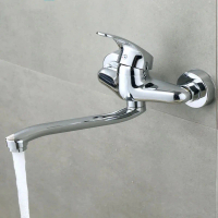 【HOT Kitchen faucet】 Wall Mounted Kitchen Faucet Double Holes Basin Faucet Hot&Cold Water Mixer Tap