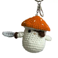 Crochet Mushroom Cute Crochet Kit with Keychain Beginner Crochet Kit Handmade Key Charm Crochet Animal Kits for Kids Adults