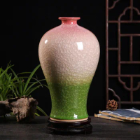 Jingdezhen Crackle Glaze Jade Piece Ceramic Vase Appreciation Vase Home Living Room Decoration Porcelain Chinese Ornaments Gift
