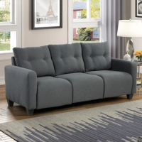 3 Seater Sofa Couch Linen Fabric Sofa w/Thick Cushion Mid-Century Modern Upholstered Sofa for Living Room 80.5” x 34” x 37”H