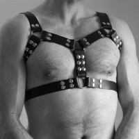 Rave Sexual Leather Chest Men Harness Belts Adjustable BDSM Gay Body Bondage Cage Harness Lingerie Fetish Gay Clothing for Sex