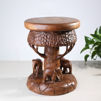 泰國實木大象凳子 東南亞風格三象立體換鞋凳茶幾木墩子創意花架