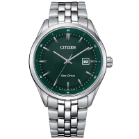 【CITIZEN 星辰】綠面質感藍寶石鏡面光動能腕錶(BM7569-89X)