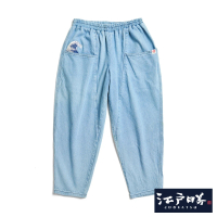 【EDWIN】江戶勝 女裝 街頭潮寬錐型牛仔褲(漂淺藍)