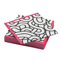SÖTRÖNN 餐巾紙, 具圖案 白色/黑色 粉紅色, 33x33 公分