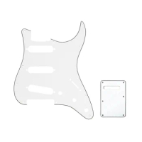 Musiclily SSS 11 Hole Strat Guitar Pickguard and BackPlate Set for Fender USA/Mexican Standard Stratocaster, 3Ply White