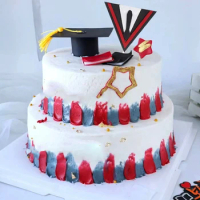 5pcs Graduation Cap Cake Toppers Baccalaureate Gown Graduation Party Cupcake Decorations Small Grad Hat Graduation Season Party