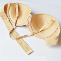 New Women's Fashion Half Cup 1/2 Cup Strapless Brassiere Push Up Sexy Bra for Wedding Dress with Transparent Strap A B C D E F