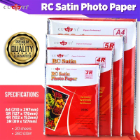 CUYI Kertas Foto Satin RC 260GSM/200Gsm 3R 4R 5R A4 20 Lembar untuk Printer Inkjet & Dokumen Berwarn