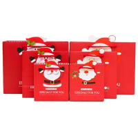 10pcs Santa Gift Bags Christmas Candy Cookie Apple Packaging Bag Christmas Eve Gift Bag Paper Handbag Xmas Decorations for Home