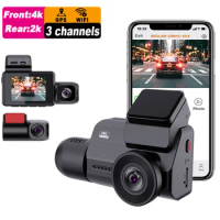 2.0 Inch Mini 4k Wifi Gps 3 Channel Night Vision Dash Cam Front and Rear and Interior 3 in 1 Dashcam 3 Lens Car Dvr 4k Dash Came