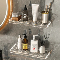 Light Luxury Acrylic Bathroom Shelf Without Drilling Cosmetics Storage Rack Shower Shelf Shampoo Holder Bathroom Accessories
