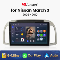Junsun V1 AI Voice Wireless CarPlay Android Auto Radio for Nissan March 3 K12 2002 - 2010 4G Car Multimedia GPS 2din autoradio