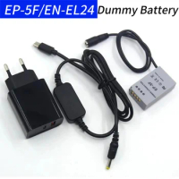 EN EL24 Dummy Battery EP-5F DC Coupler&amp;PD Fast Charger&amp;USB type C to DC Power Cable,for Nikon 1 J5 1J5 Camera