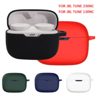 2023 Silicone Case For JBL Tune 230NC/130NC TWS Wireless Bluetooth Earphones Shockproof Protective Cover Sleeve Shell With Hook