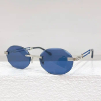 50160U Rimless Diamond Cut Sunglasses Uv400 Ladies Outdoor Alloy Men Fashion Designer Brand Handmade Eyeglasses with Case
