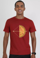 QuirkyT Arrow Pizza 图案栗色短袖棉质 T 恤