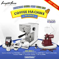 Paket Mesin Kopi Espresso / Mesin Kopi Ferratti Ferro FCM-3605 Pearl White - Mini Brew 7 - 9 Merah