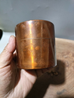 日本回流銅器百年開花堂銅茶葉罐茶倉，全品沒毛病，干凈利索。密