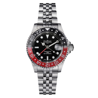 DAVOSA 161.590.09 40mm TT GMT 雙時區潛水專用️錶-黑紅雙色/五銖鋼帶款