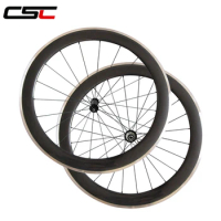 CSC 700C 60mm Depth 23mm width Clincher Carbon road wheels Aluminium Brake track wheelset NOVATEC AS511SB