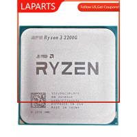 Ryzen 3 2200G R3 2200G 3.5 GHz มือสอง สำหรับเล่นเกม Zen 0.014 สี่คอร์สี่เธรด โปรเซสเซอร์ซีพียู YD220
