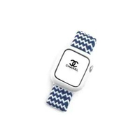 適用蘋果手錶iwatch10錶帶applewatchse編織透氣s9保護殼s5小眾s8藍間白+白殼49mm【適用Ultra1/2】