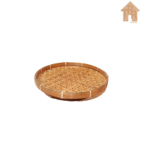 Bambu - Piring Bambu Bulat Soko Warna Natural Smoke Anyaman Asli Finishing Natural Smoked Diameter 1
