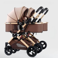 Multifunctional Twin Stroller Foldable Double Stroller Lightweight High View Double Children's Stroller Detachable