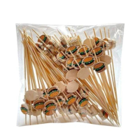 Burger Decorated Bamboo Sticks Disposable Fruit Sticks Snack Skewers Party Buffet Bamboo Food Picks Sandwich Decoration Set of