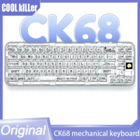 Coolkiller Transparent CK68 Mechanical Keyboard Ice Penetration 1000hz 3-mode 68key Bluetooth Wireless Keyboard With RGB Backlit