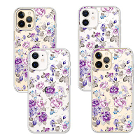 Corner4 iPhone 12全系列 奧地利彩鑽雙料手機殼-紫薔薇