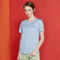 【GLORY21】速達-網路獨賣款-涼感絲光棉圓領三角口袋T恤(藍色)