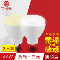 TOYAMA特亞馬 LED雷達感應燈4.5W 插頭型(白光、黃光任選) x2件