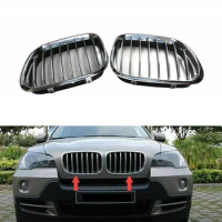 1 Pair Car Front Hood Bumper Kindey Grille Grill For-BMW X5 E53 2000-2003 51138250051 51138250052
