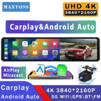 11.26" 4K Dash Cam Rear View Mirror Carplay Android Auto GPS 5G WIFI BT Car Dvr Vehicle Dashcam Black Box Camera Drive Recorder