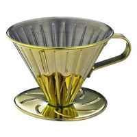 金時代書香咖啡  TIAMO V02 不銹鋼圓錐咖啡濾杯 (鈦金)附量匙濾紙  HG5034GD