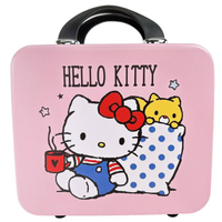小禮堂 Hello Kitty 旅行硬殼手提化妝箱 (粉坐姿咖啡款)